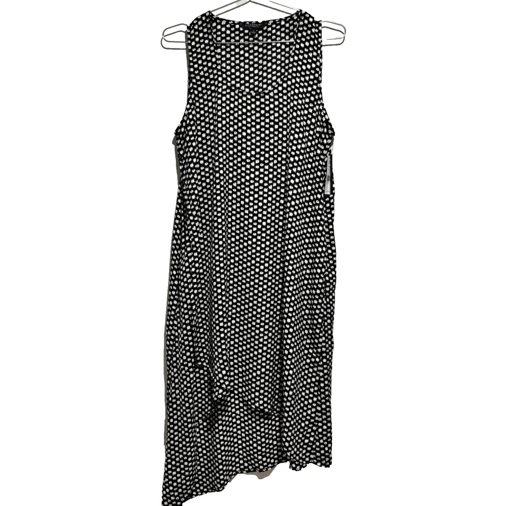 Liverpool Los Angeles Black White Dot High Low Sleeveless Dress Small New